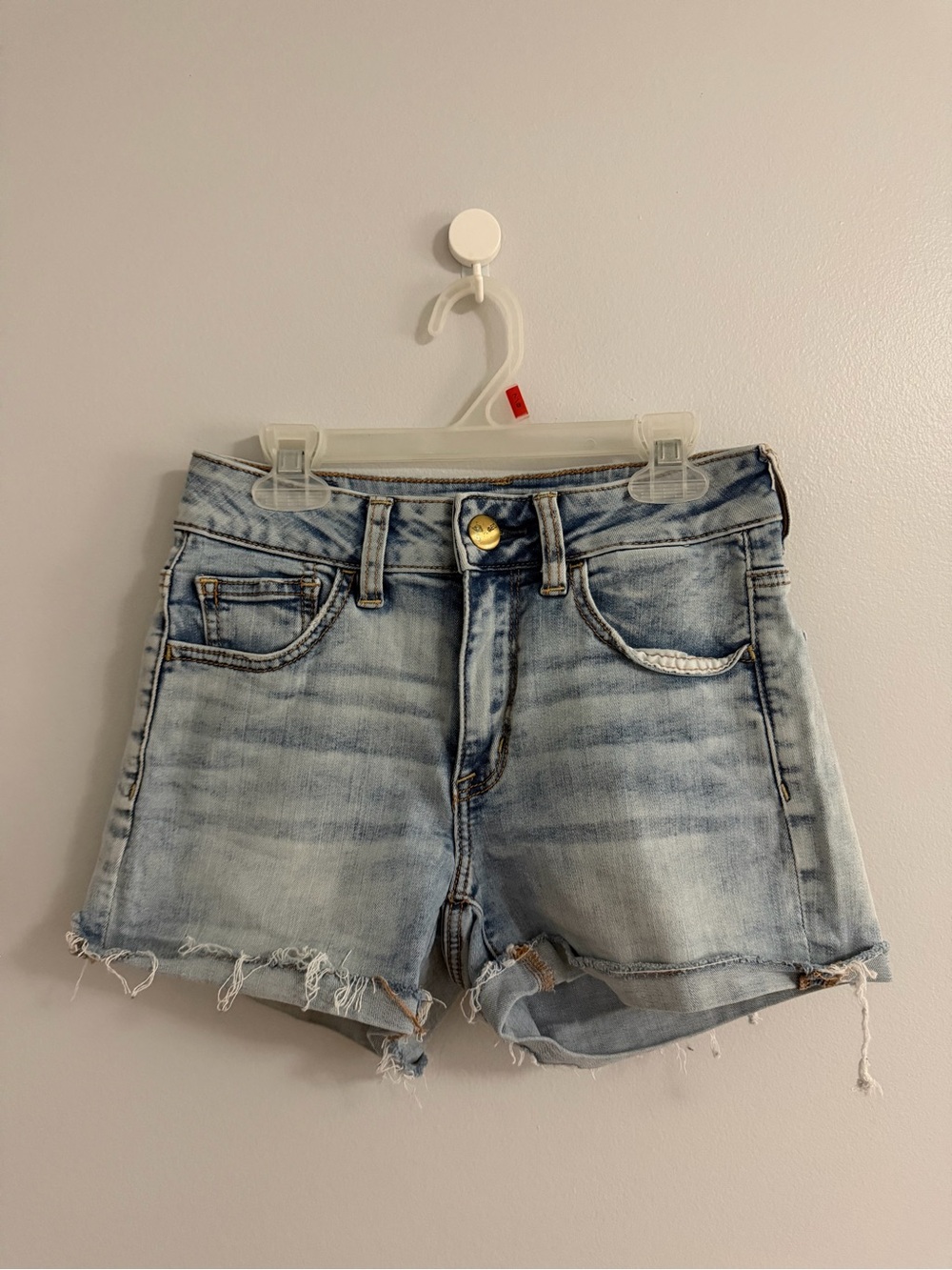 American Eagle Outfitters Light Blue Distressed Denim Shorts